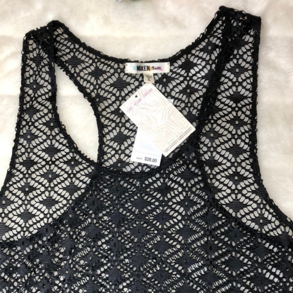 Miken Crochet Racerback Swimwear Cover Up Black! - Picture 2 of 4